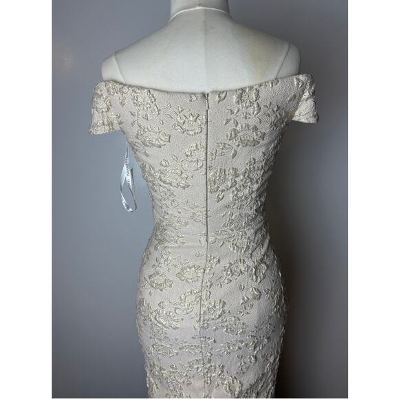 Oleg Cassini Off The Shoulder Ruched Jacquard sz 6 formal - Picture 7 of 11